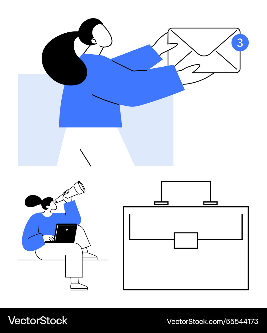 Professional tasks and communication with email Vector Image