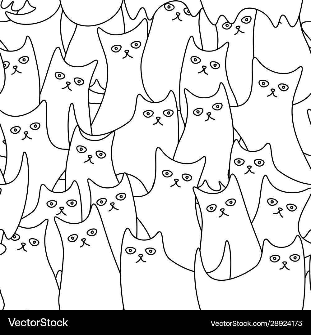 Seamless pattern with many weird contour cats Seamless pattern with many weird contour cats vector image