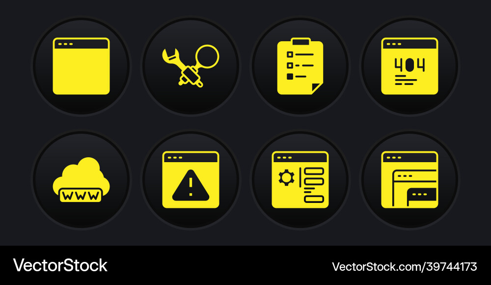 Set web development page with a 404 error Set web development page with a 404 error vector image