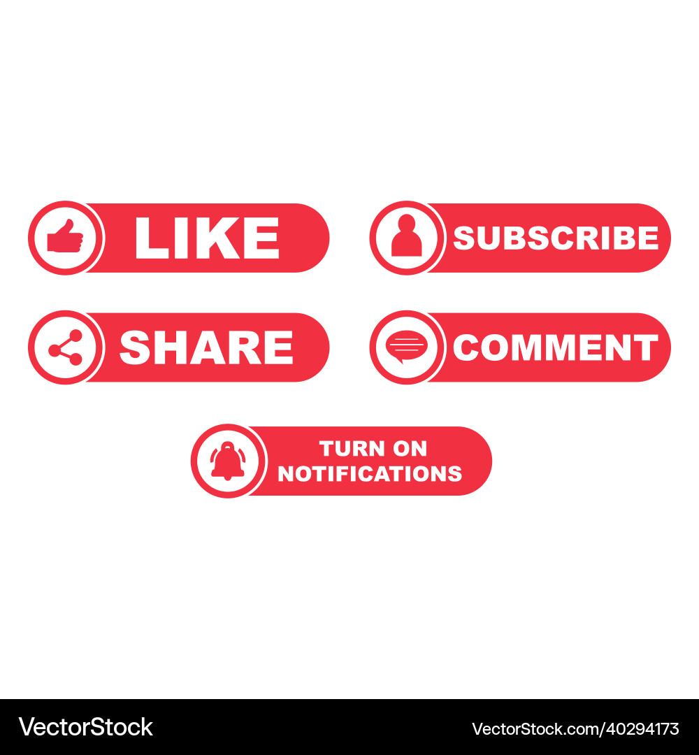 Subscribe button collection with the like share Subscribe button collection with the like share vector image