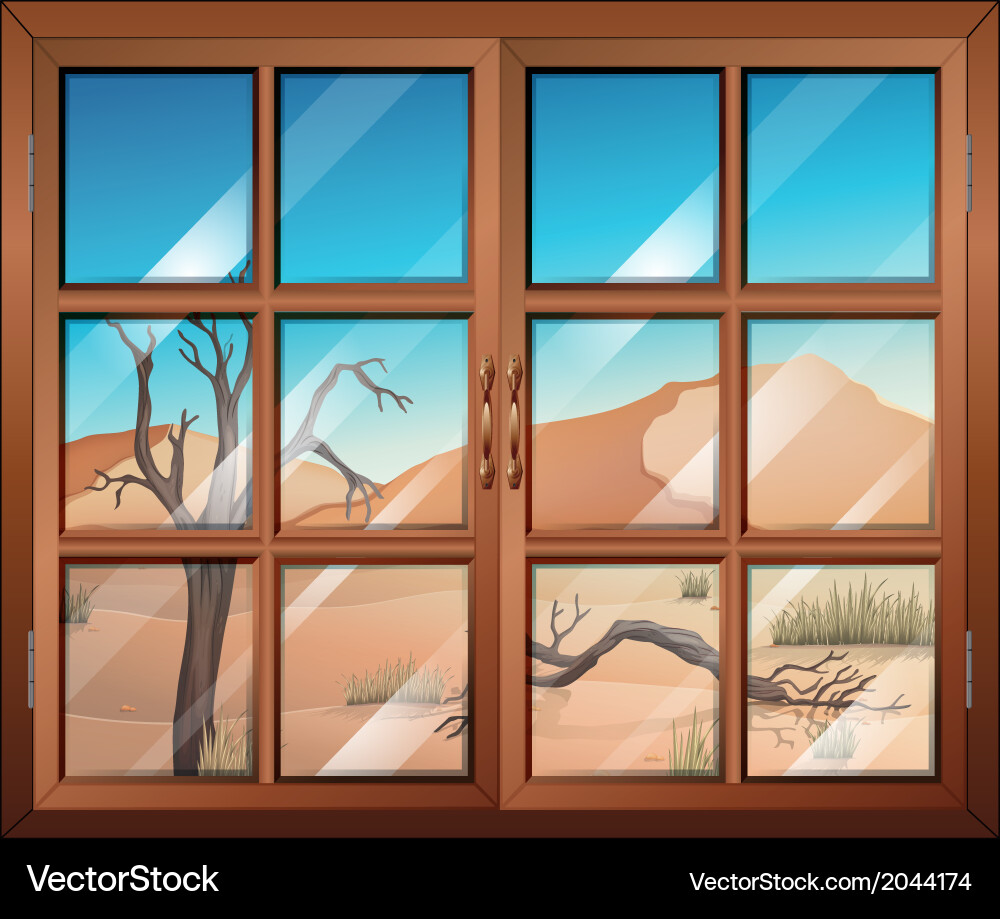 A window with view of the desert vector image