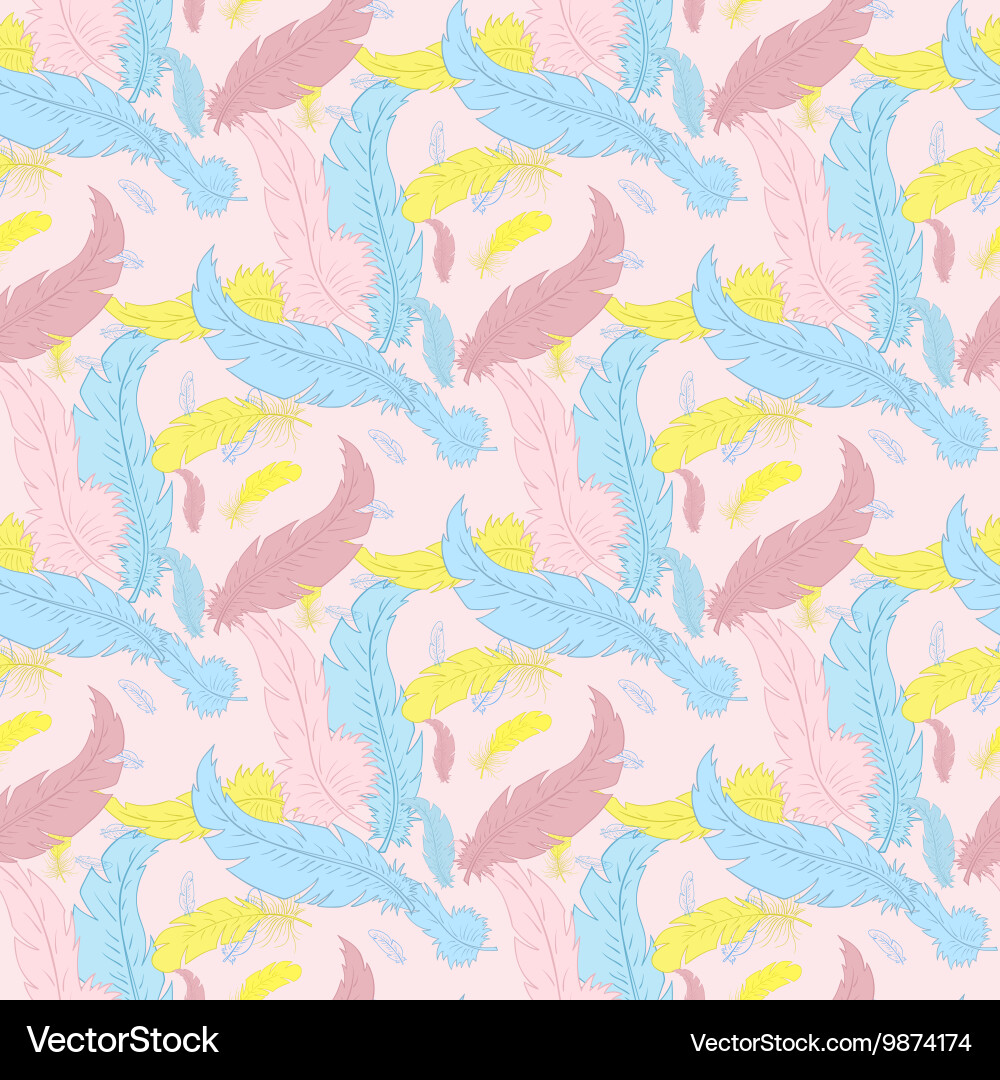 Bohemian Feather Seamless Pattern vector image