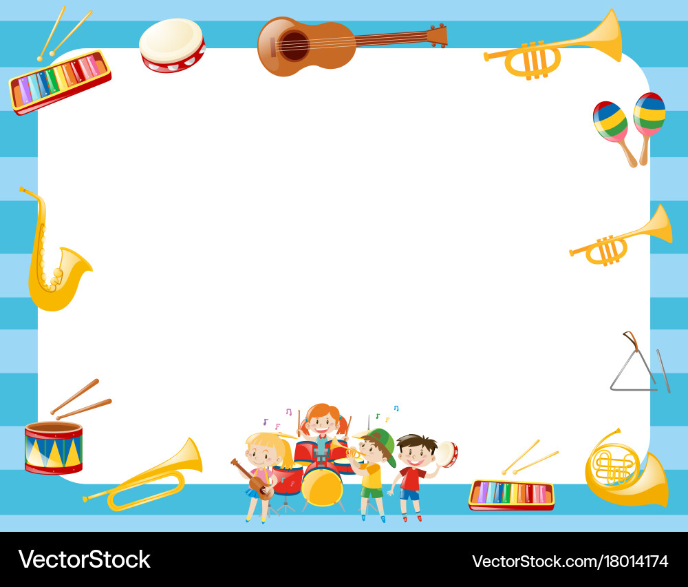 Border template with musical instruments vector image