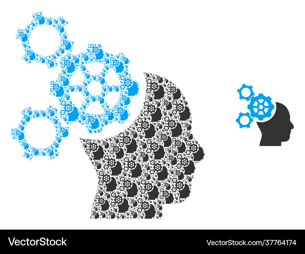 Brain mechanics recursion icon mosaic Brain mechanics recursion icon mosaic vector image