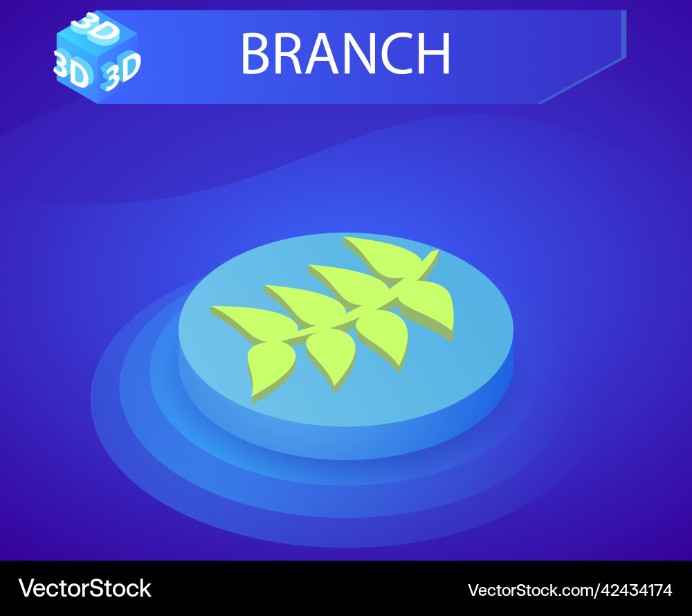 Branch isometric design icon web 3d colorful Branch isometric design icon web 3d colorful vector image