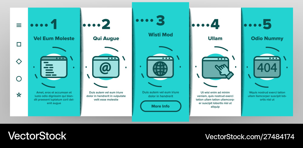 Browser internet web site pages onboarding set Browser internet web site pages onboarding set vector image
