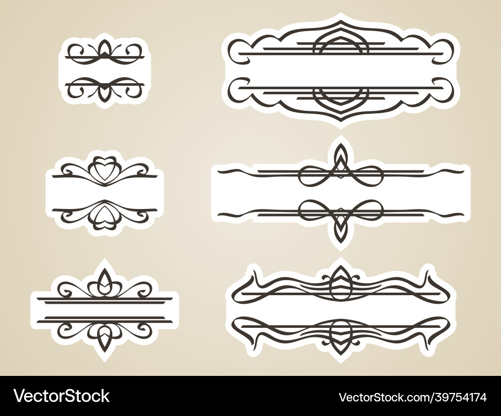 Calligraphic headline frame design element set vector image