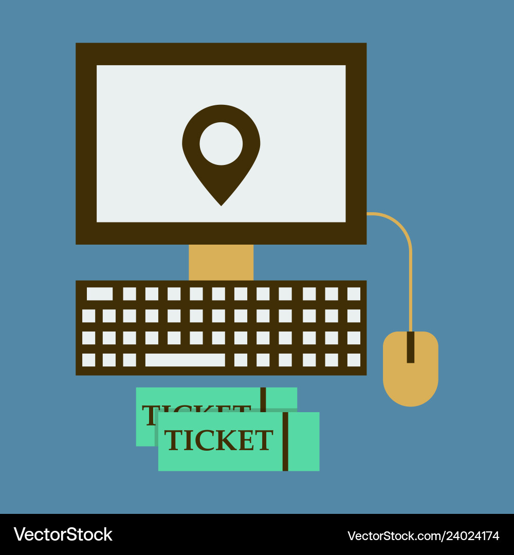 Hand pointing gps map incomputer with ticket Hand pointing gps map incomputer with ticket vector image