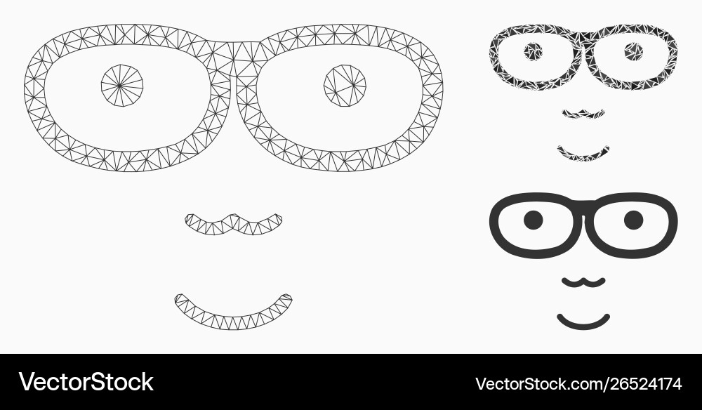 Nerd face mesh network model and triangle Nerd face mesh network model and triangle vector image