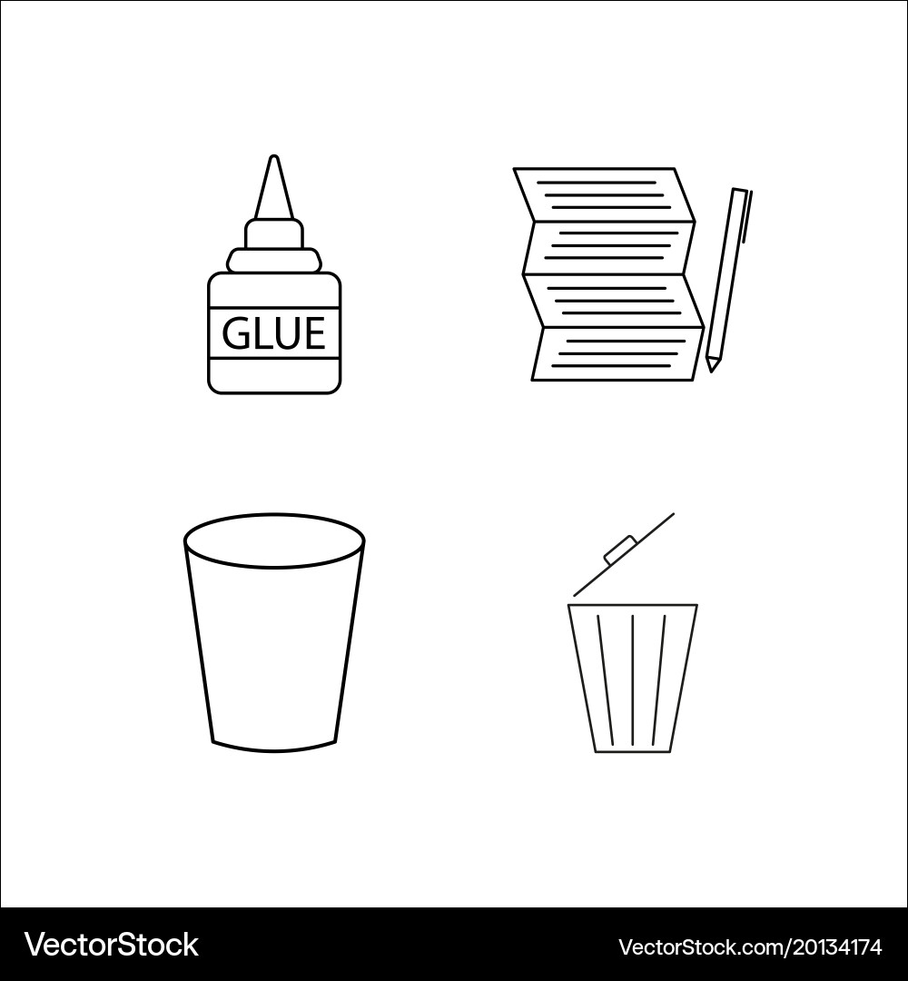 Office simple linear icon setsimple outline icons vector image