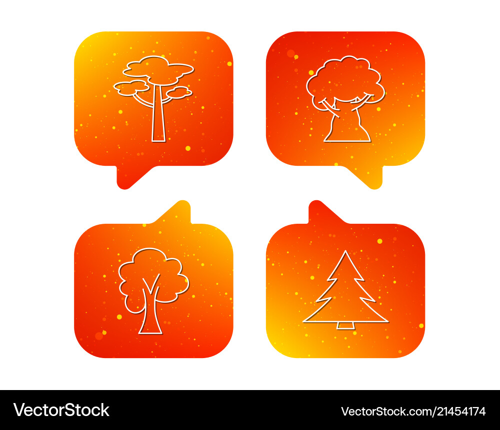Pine tree maple and oak-tree icons vector image