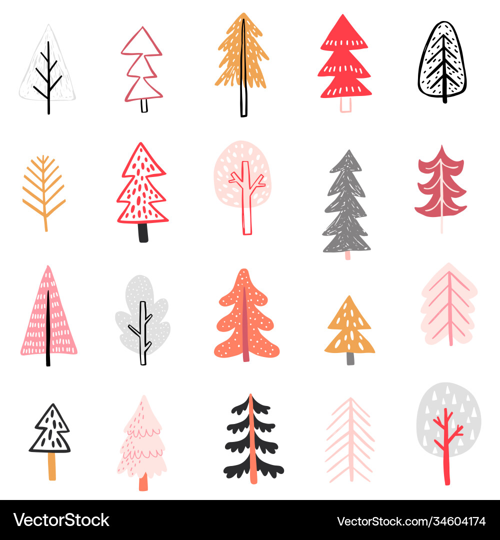 Seamless pattern with cute winter trees childish Seamless pattern with cute winter trees childish vector image