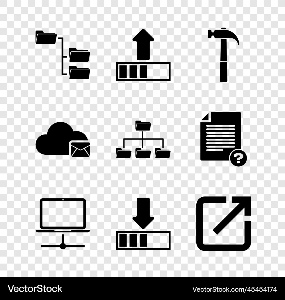 Set folder tree loading hammer computer network vector image
