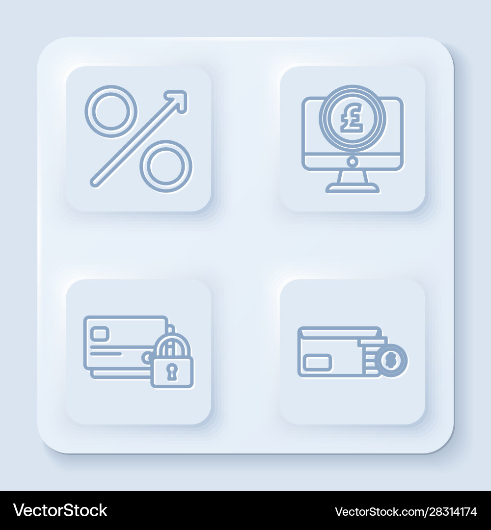 Set line percent up arrow computer monitor Vector Image