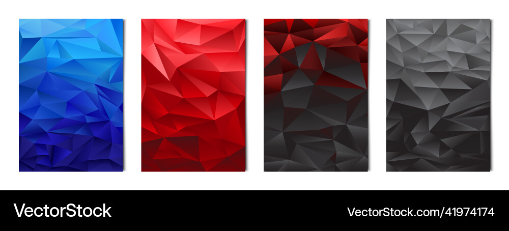 Set of 4 pcs abstract triangles multicolored Set of 4 pcs abstract triangles multicolored vector image