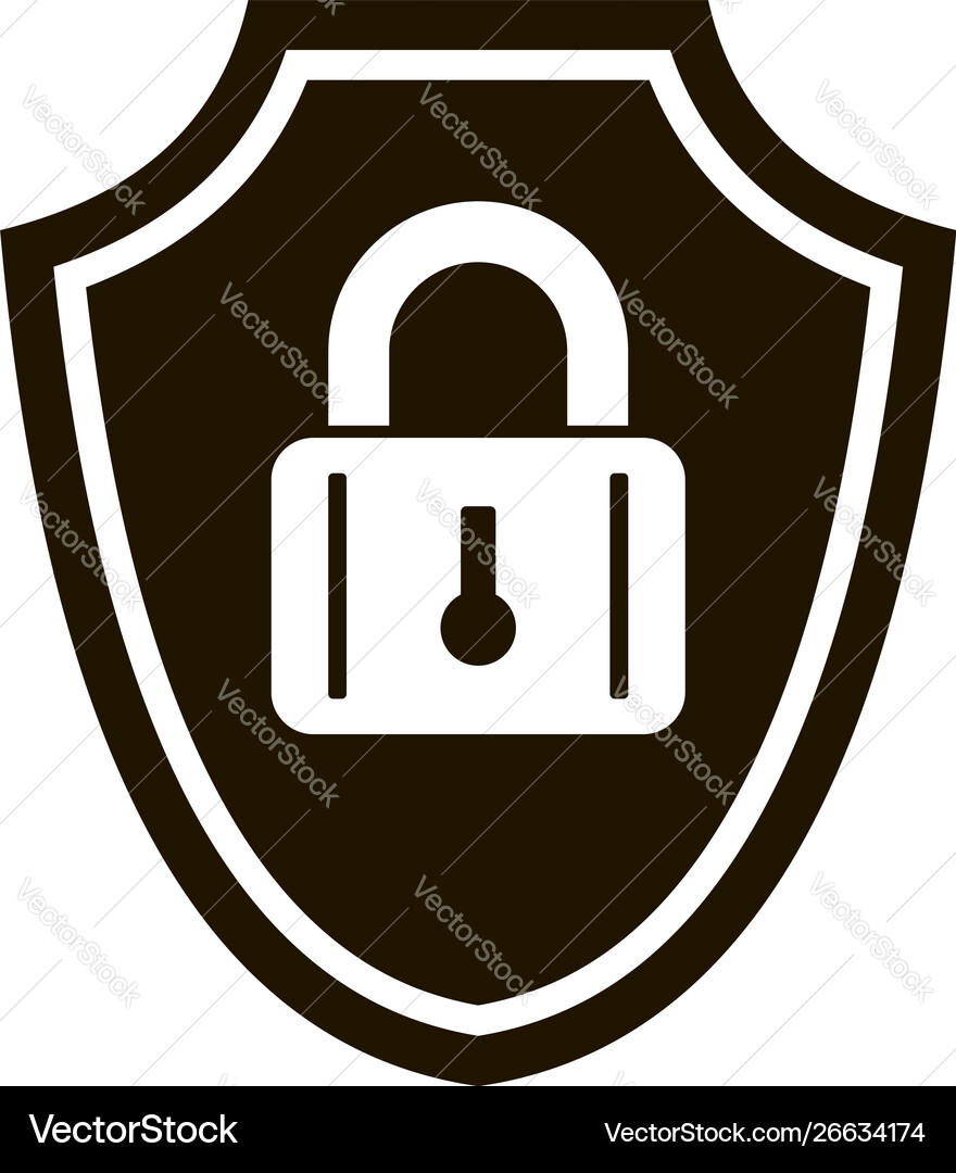 Shield padlock icon simple style Shield padlock icon simple style vector image