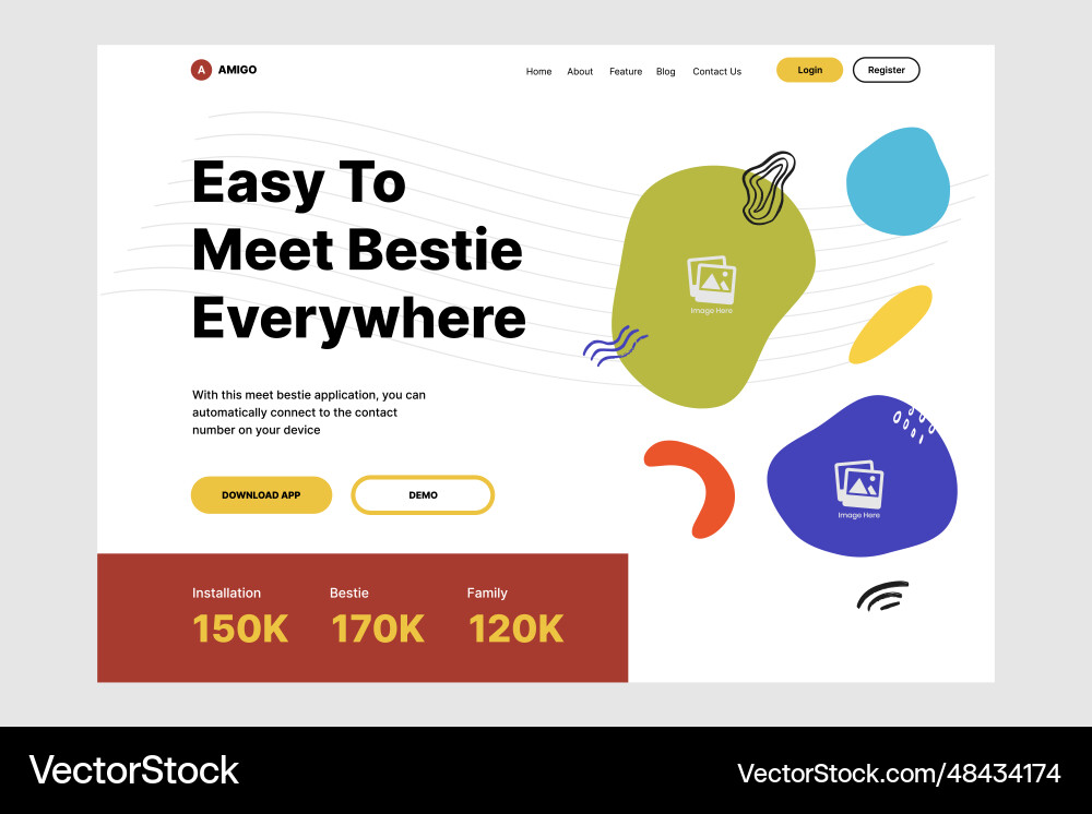 Social networking website ui design template Vector Image