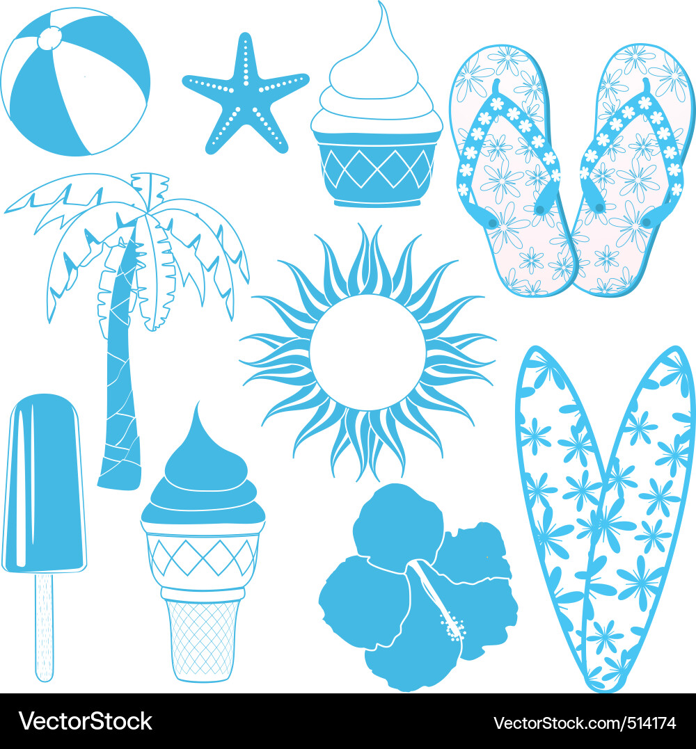 Summer Beach Icons vector image