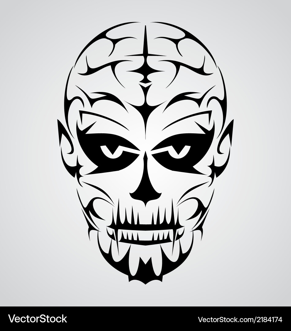 Tribal Skull Face Tattoo Vector Image