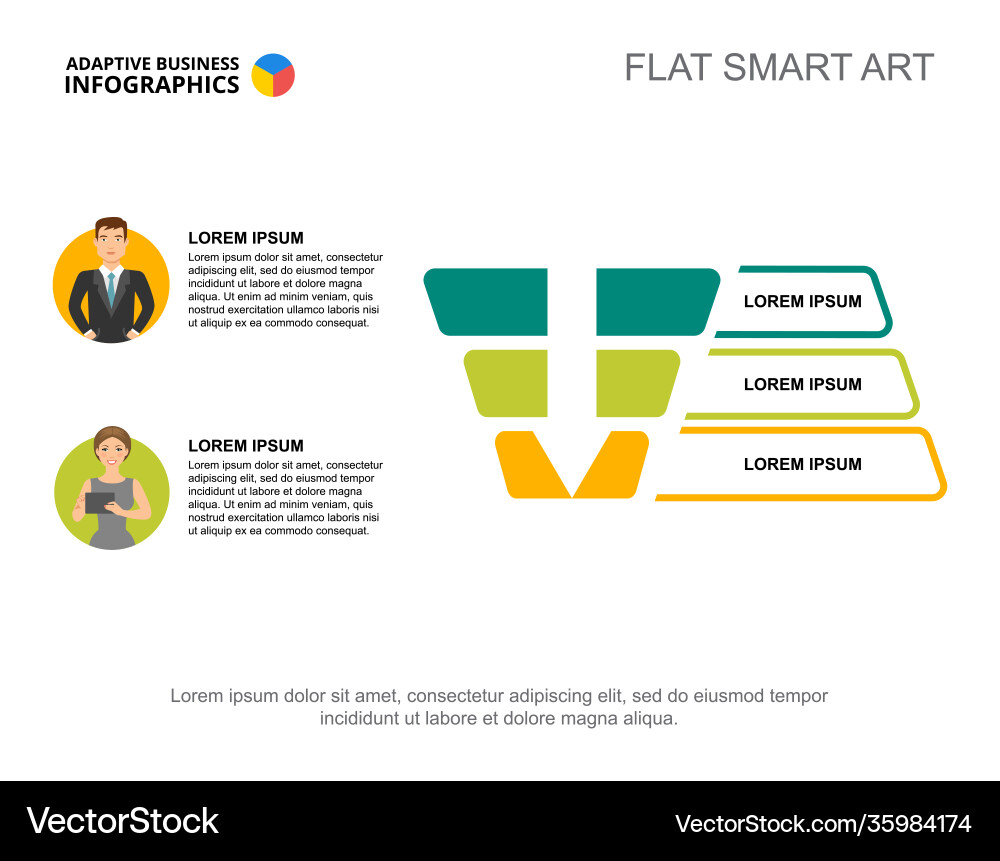 Two points process chart template for presentation vector image