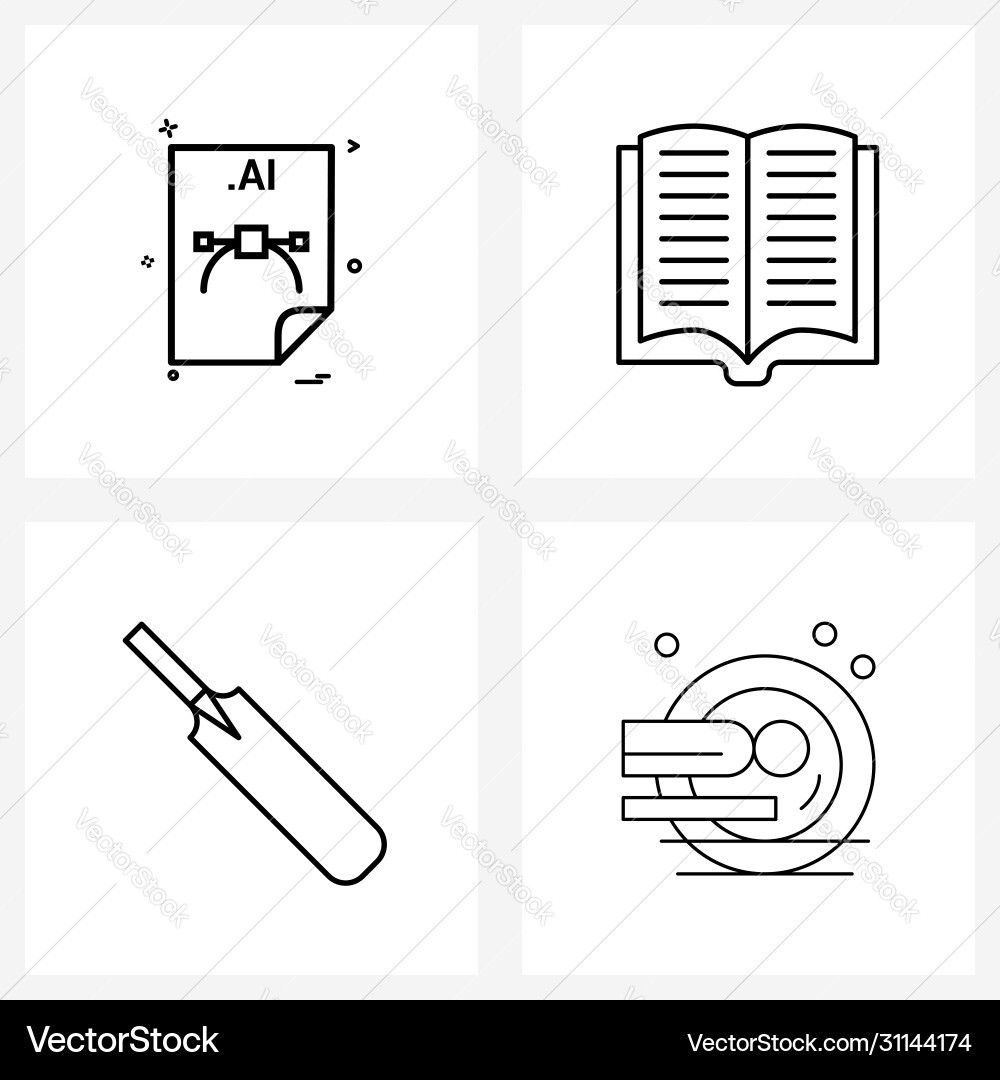 Ui set 4 basic line icons Datei lernen vektorbild