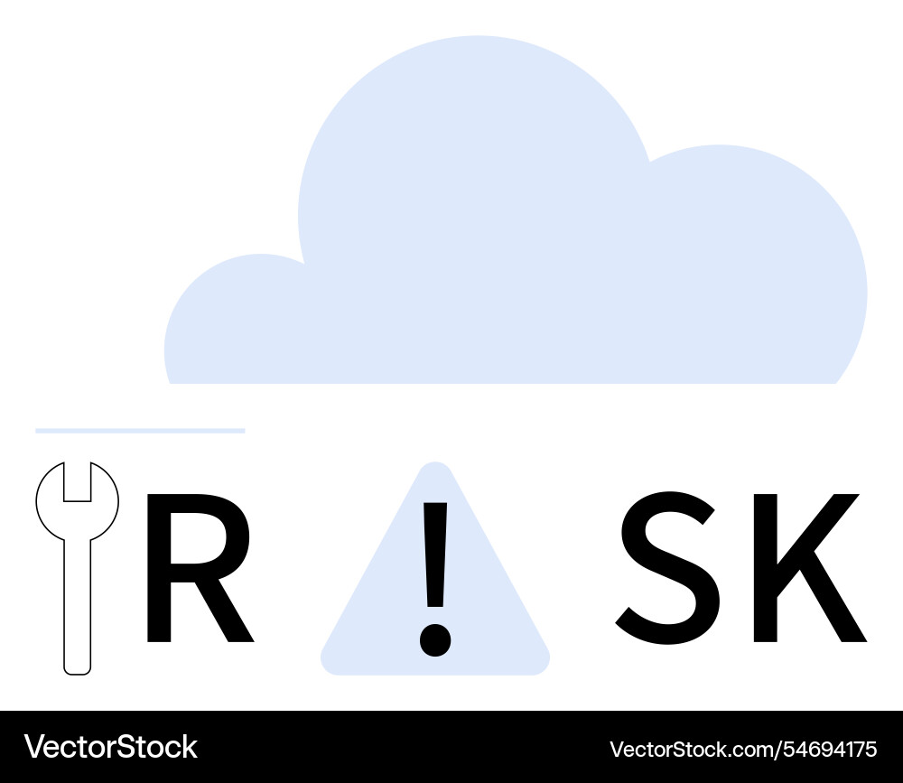 Cloud computing security risk warning with wrench Cloud computing security risk warning with wrench vector image