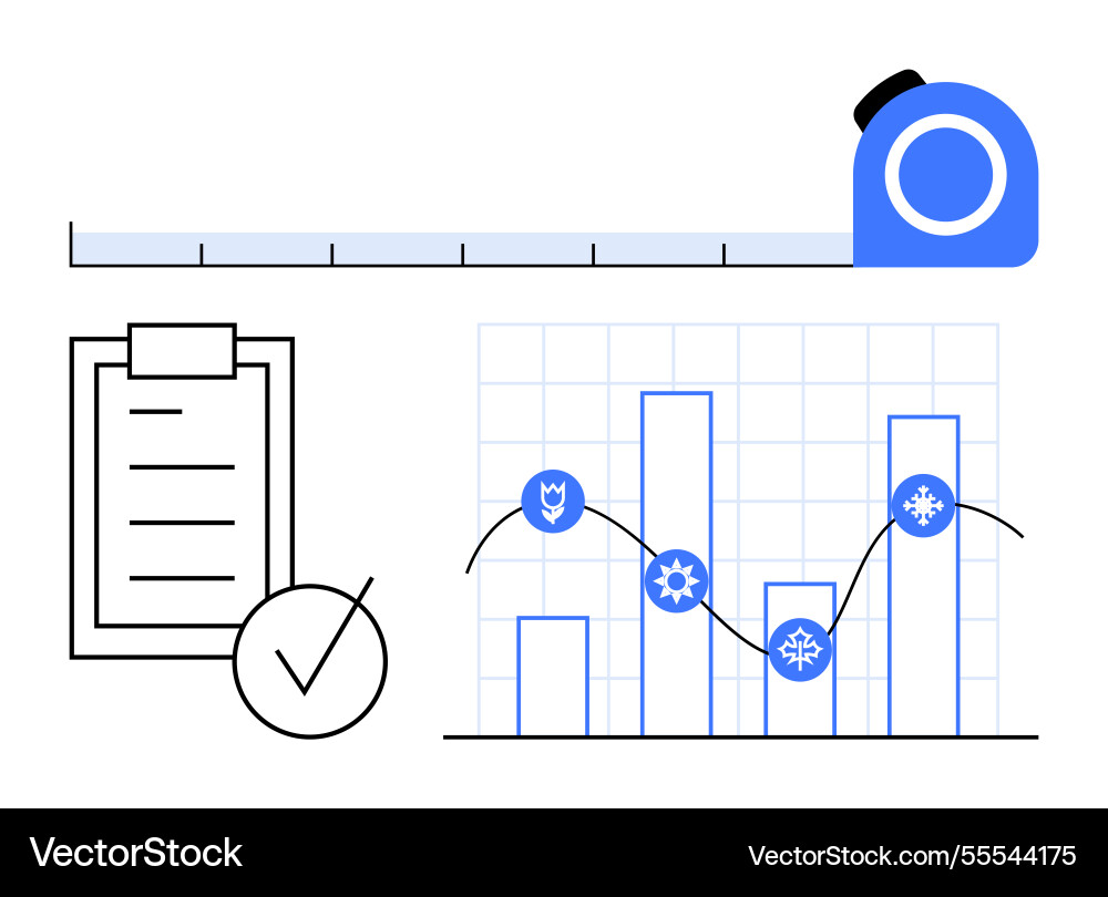 Data analysis and measurement with tape chart Data analysis and measurement with tape chart vector image