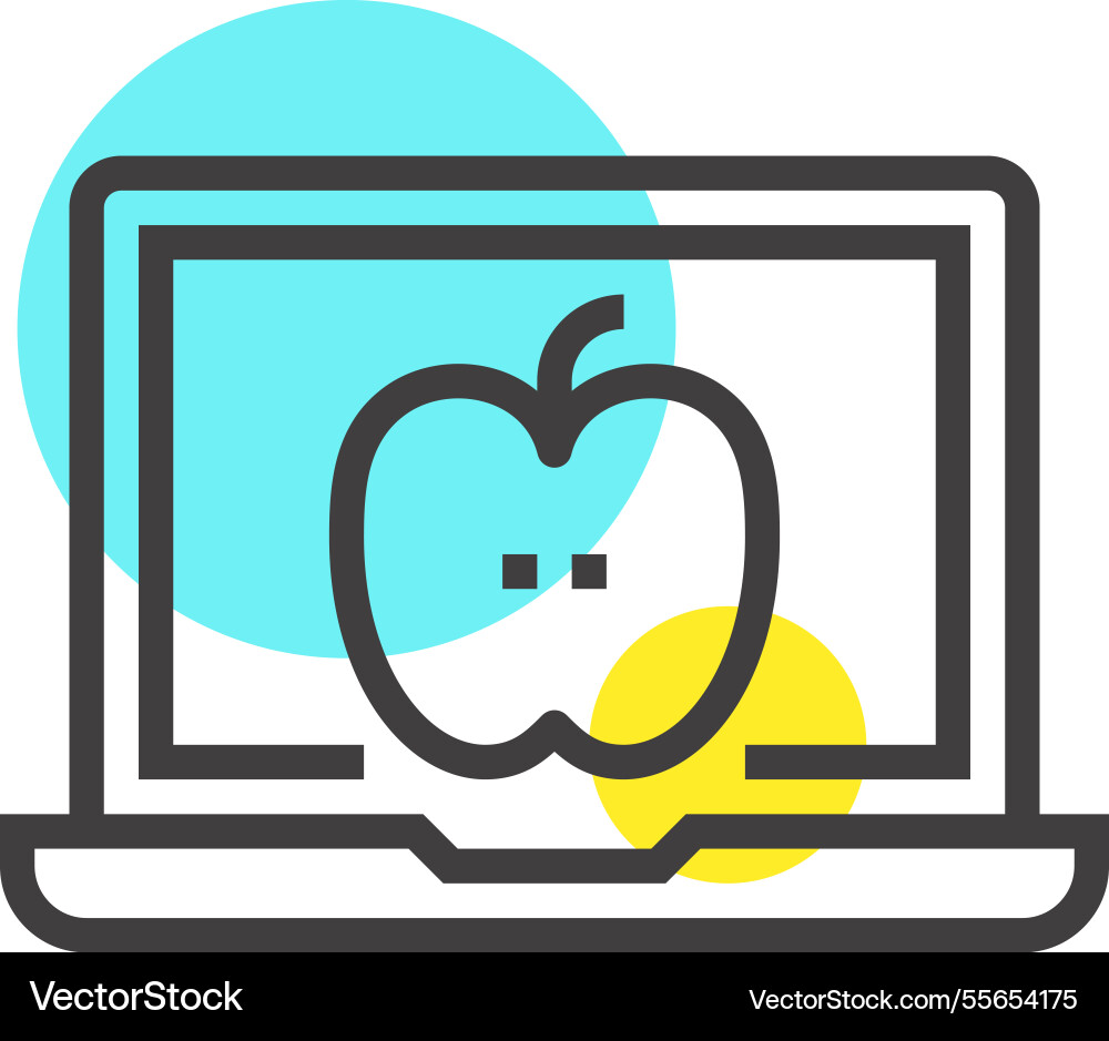 E-learning flat line web icon concept E-learning flat line web icon concept vector image
