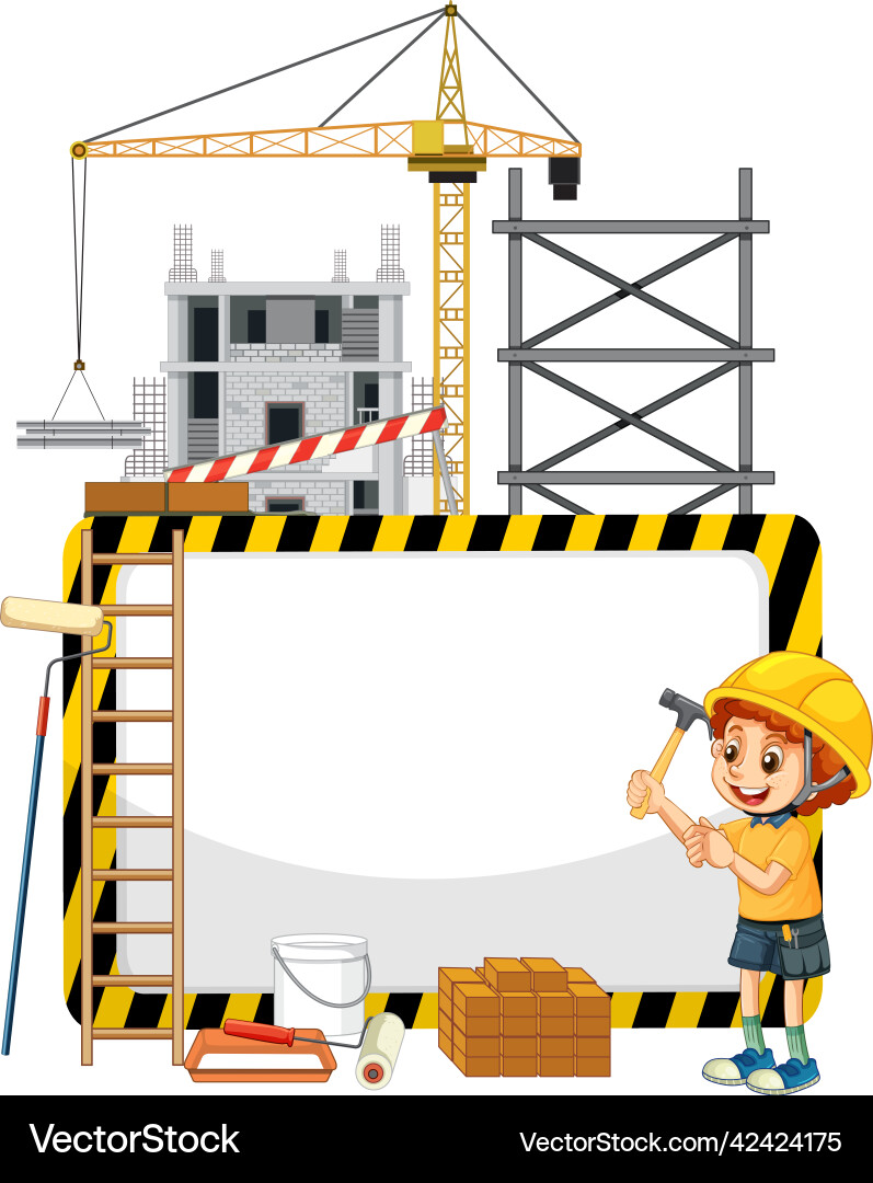 Empty banner with construction objects Empty banner with construction objects vector image