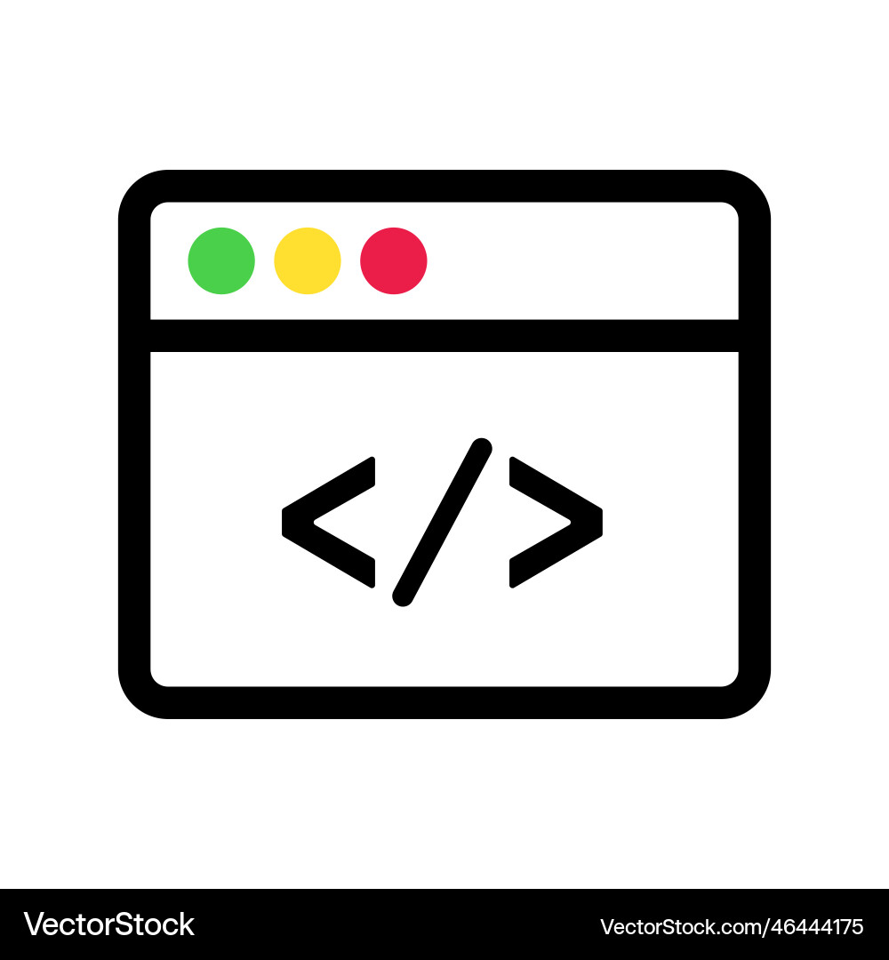 Flat design source code window icon vector image
