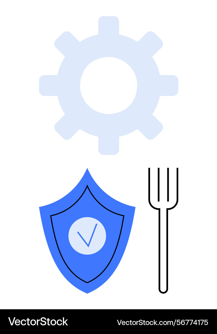 Gear shield with checkmark and fork highlighting Gear shield with checkmark and fork highlighting vector image