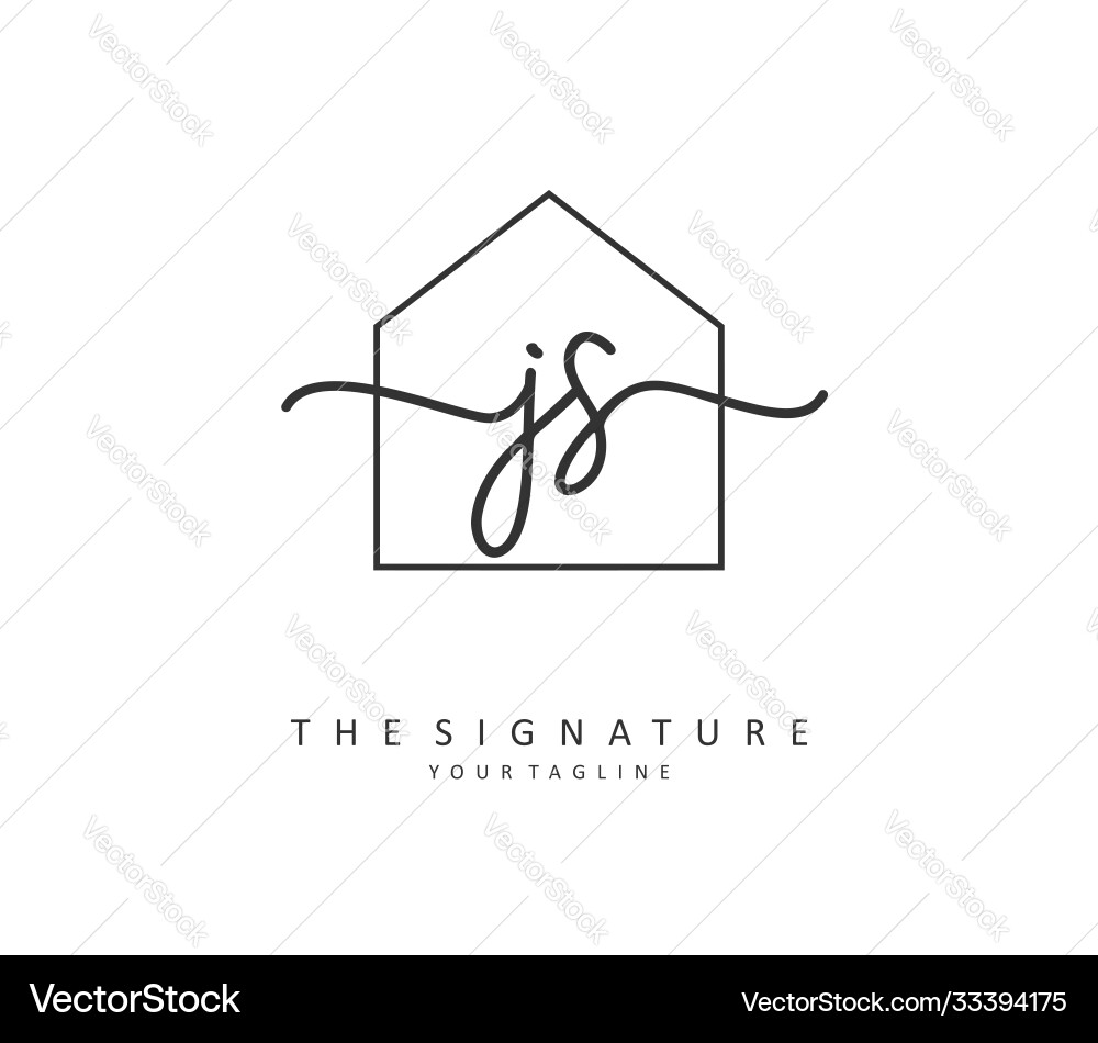 J s js initial letter handwriting and signature Vector Image