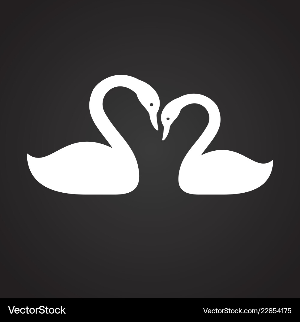 Paar Schwäne in Liebe auf schwarzem Hintergrund Paar Schwäne in Liebe auf schwarzem Hintergrund vektorbild