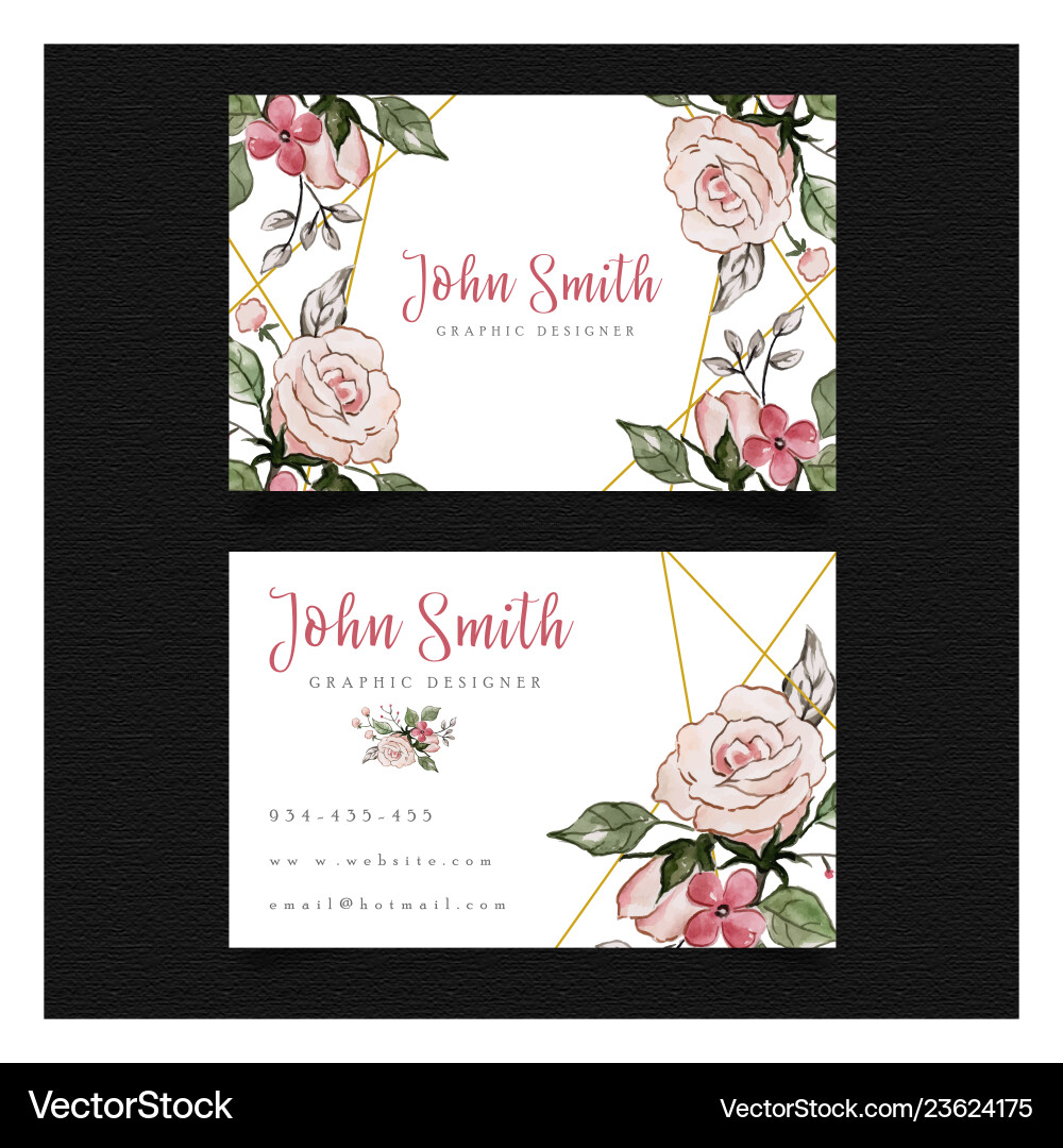 Pink floral visiting card Pink floral visiting card vector image