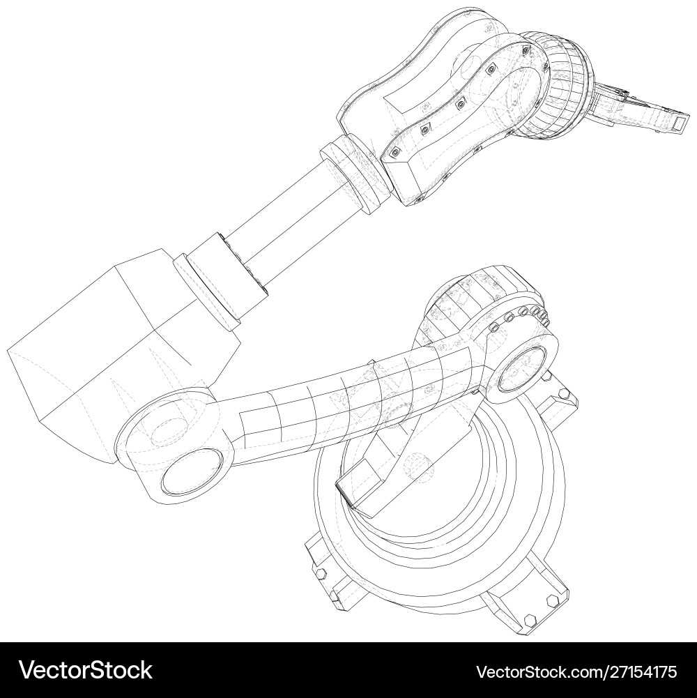 Robot hand eps10 format wire-frame Vector Image