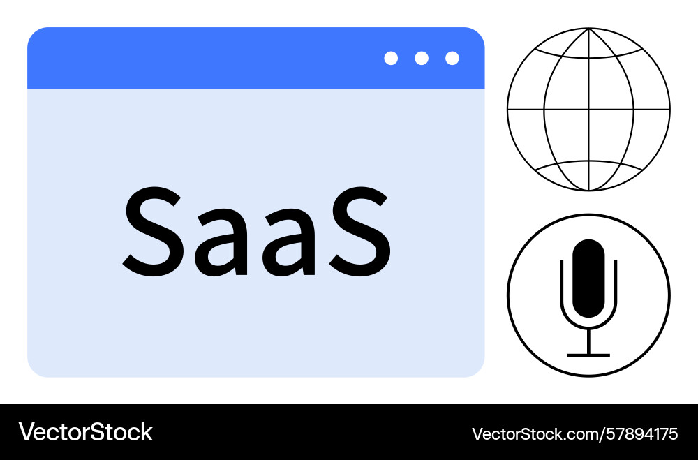 Saas concept with browser window microphone Saas concept with browser window microphone Vector Image