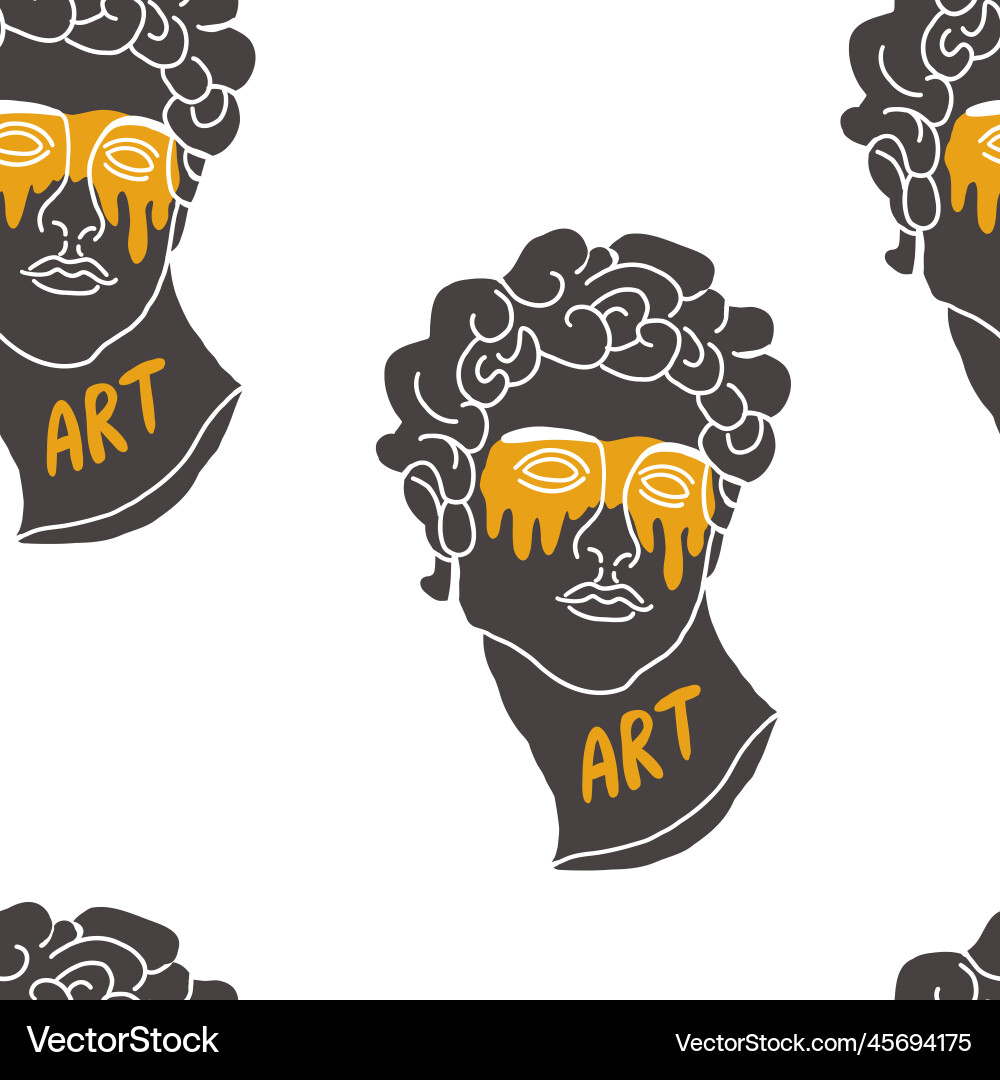 Seamless pattern with greek sculptures men faces Seamless pattern with greek sculptures men faces vector image