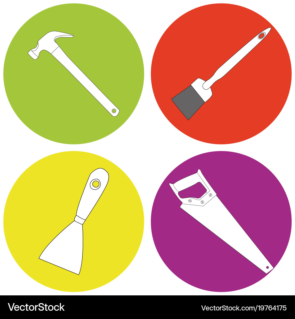 Set of icons with building tools Vector Image