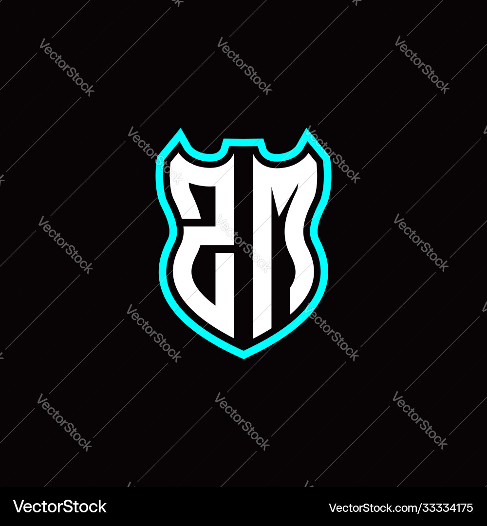 Z m initial logo design with shield shape Z m initial logo design with shield shape vector image