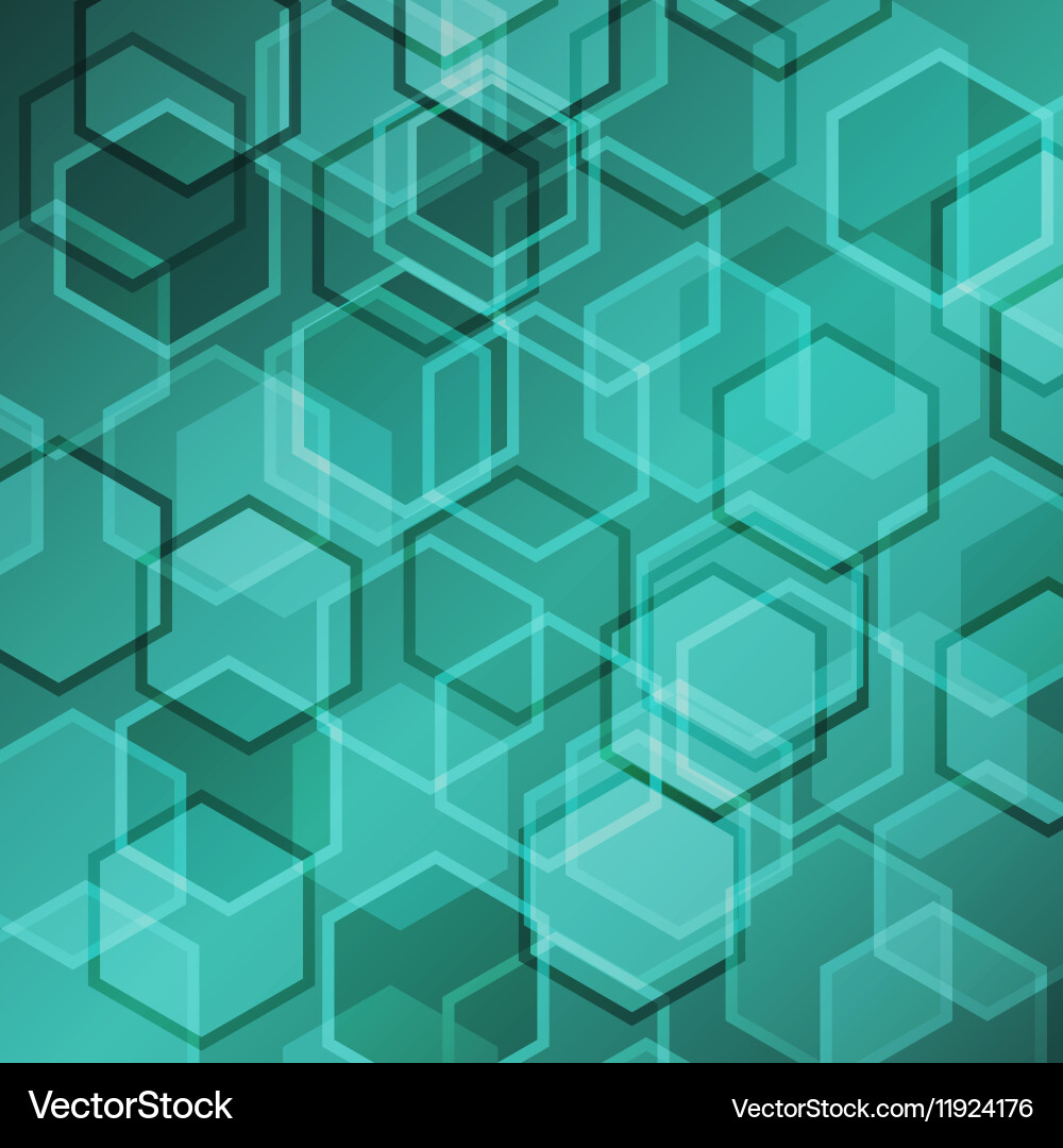 Abstract Green Hexagon Gradient Background Vector Image