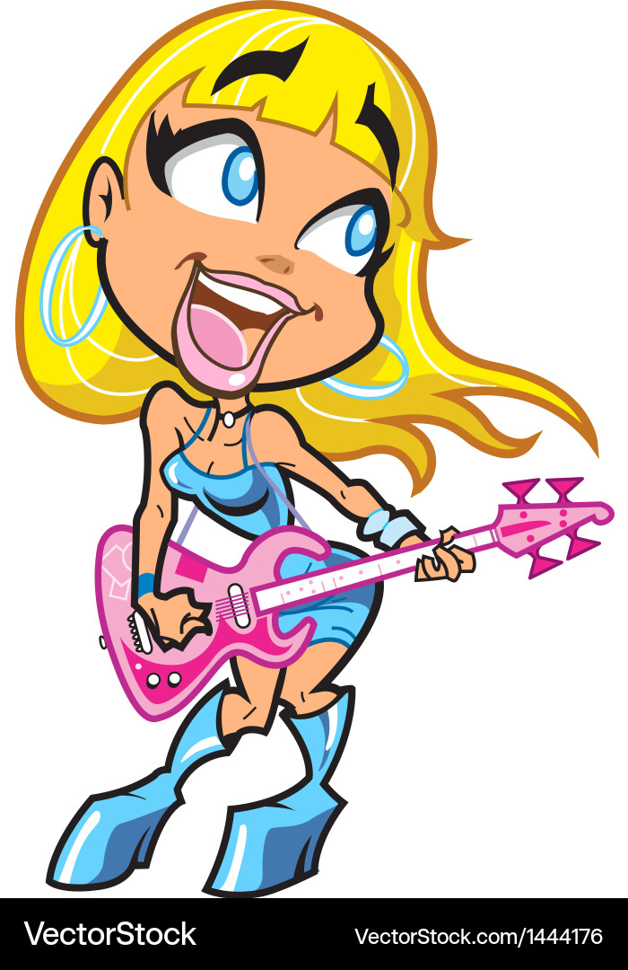 Blonde Rocker Girl Playing Guitar vector image