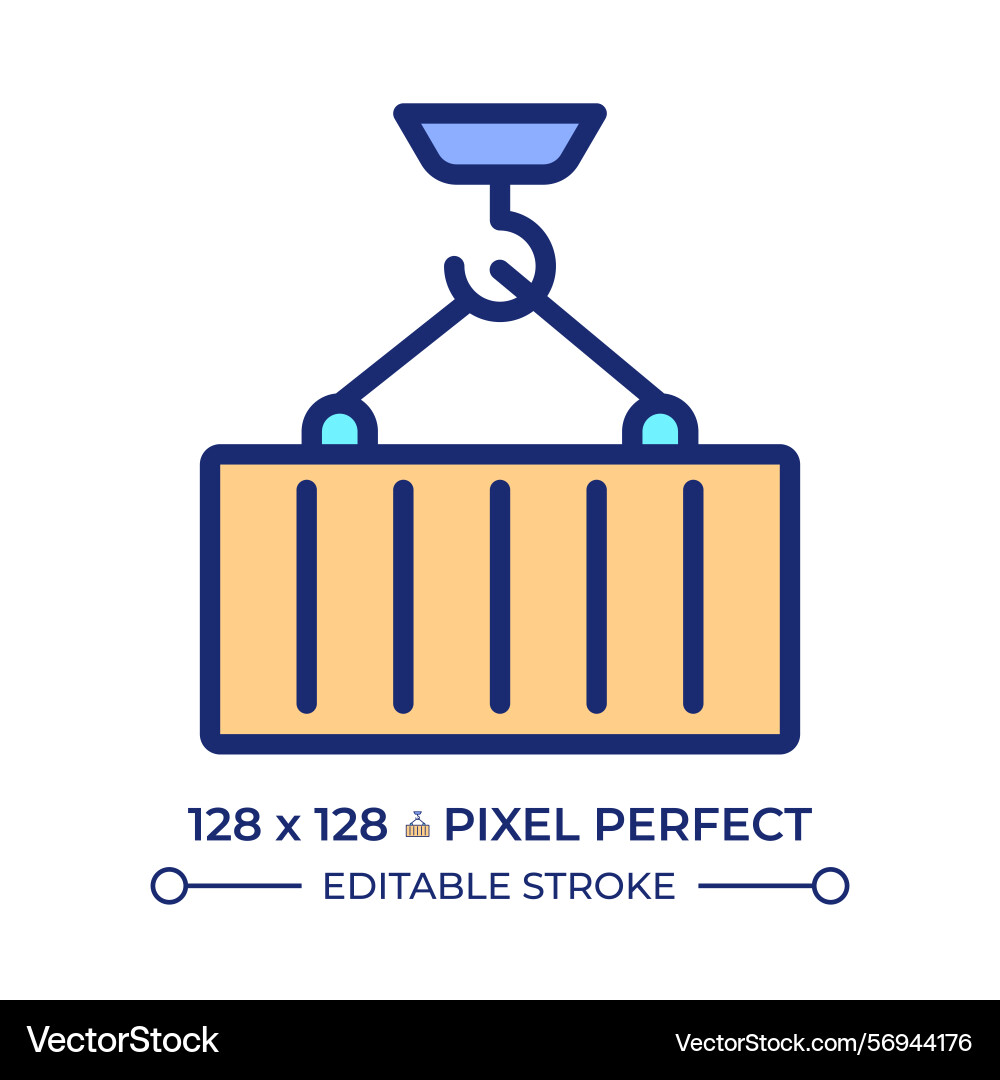Container loading pixel perfect line color icon Container loading pixel perfect line color icon vector image