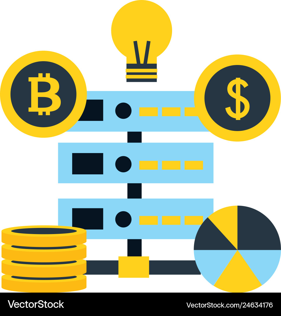 Database server dollar bitcoin business fintech Database server dollar bitcoin business fintech vector image