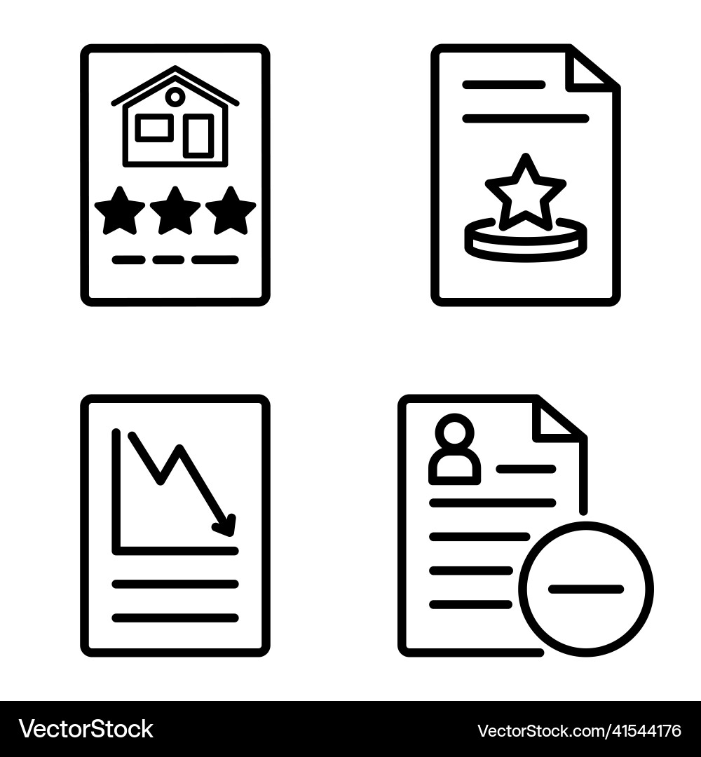 Docs1-2 flat icon set isolated on white background Vector Image