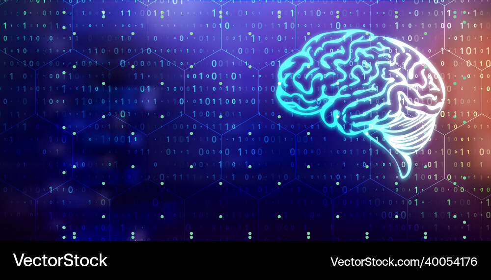 Futuristic Brain - AI Data Visualization vector image