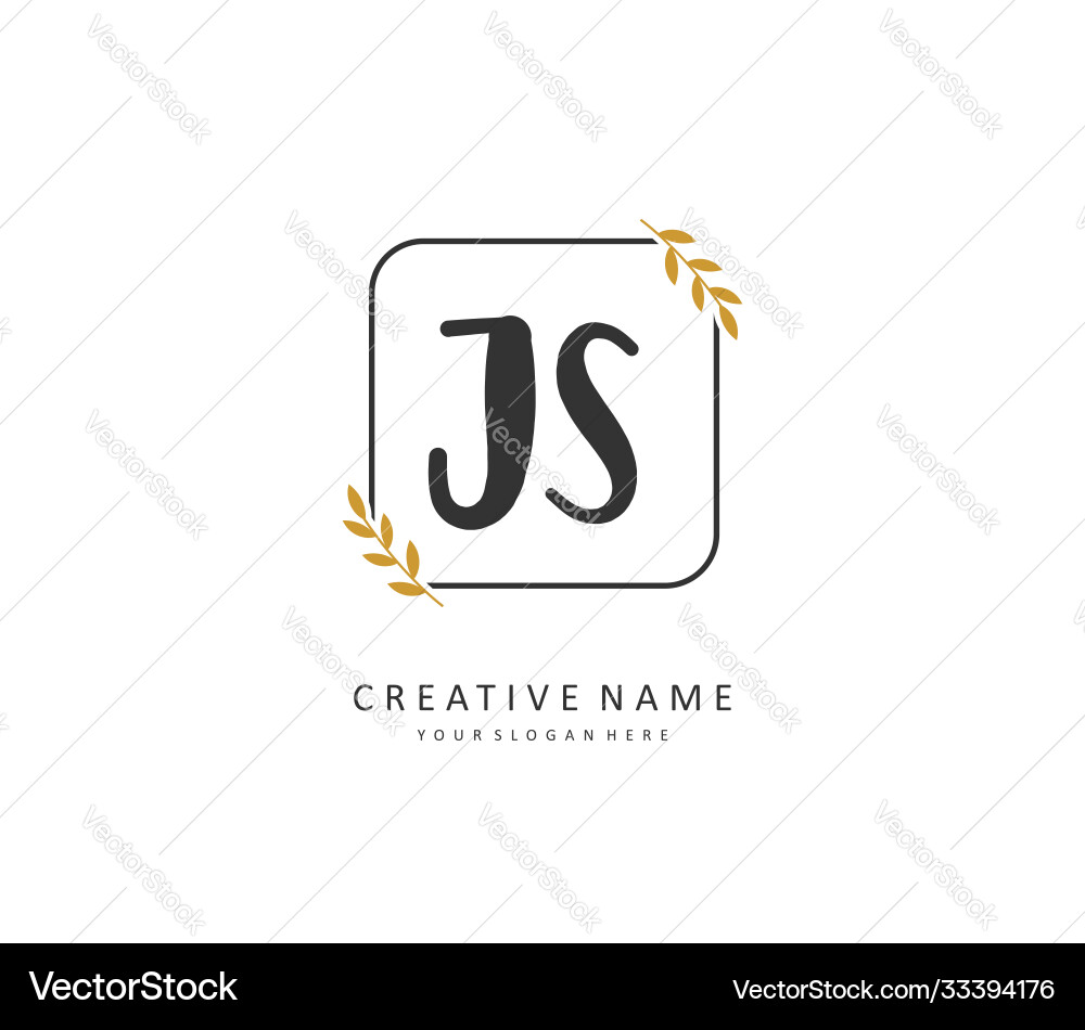 J s js initial letter handwriting and signature vector image