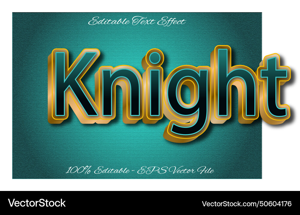 Knight editable text effect 3d emboss style design Knight editable text effect 3d emboss style design Vector Image