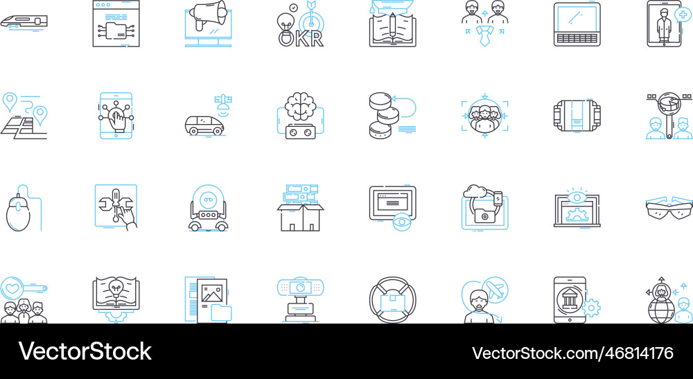 Mobile journey linear icons set navigation Mobile journey linear icons set navigation Vector Image