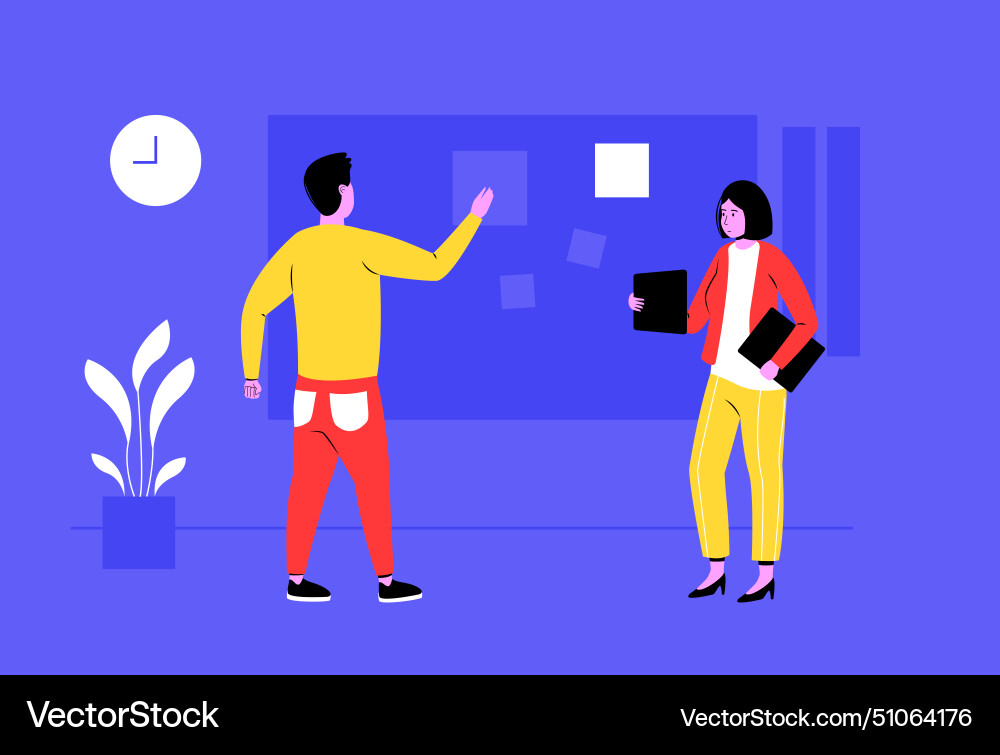 Office workers at workplace colleagues planning Vector Image