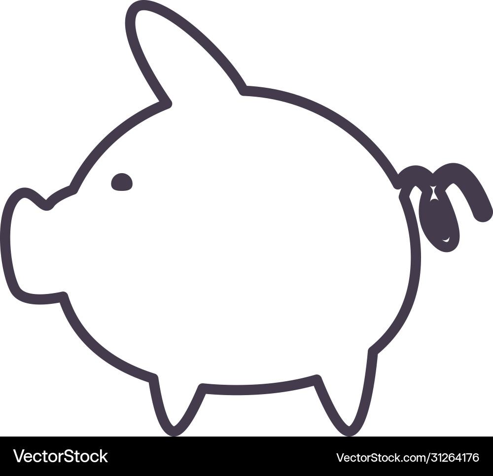 Piggy line style icon design Vector Image